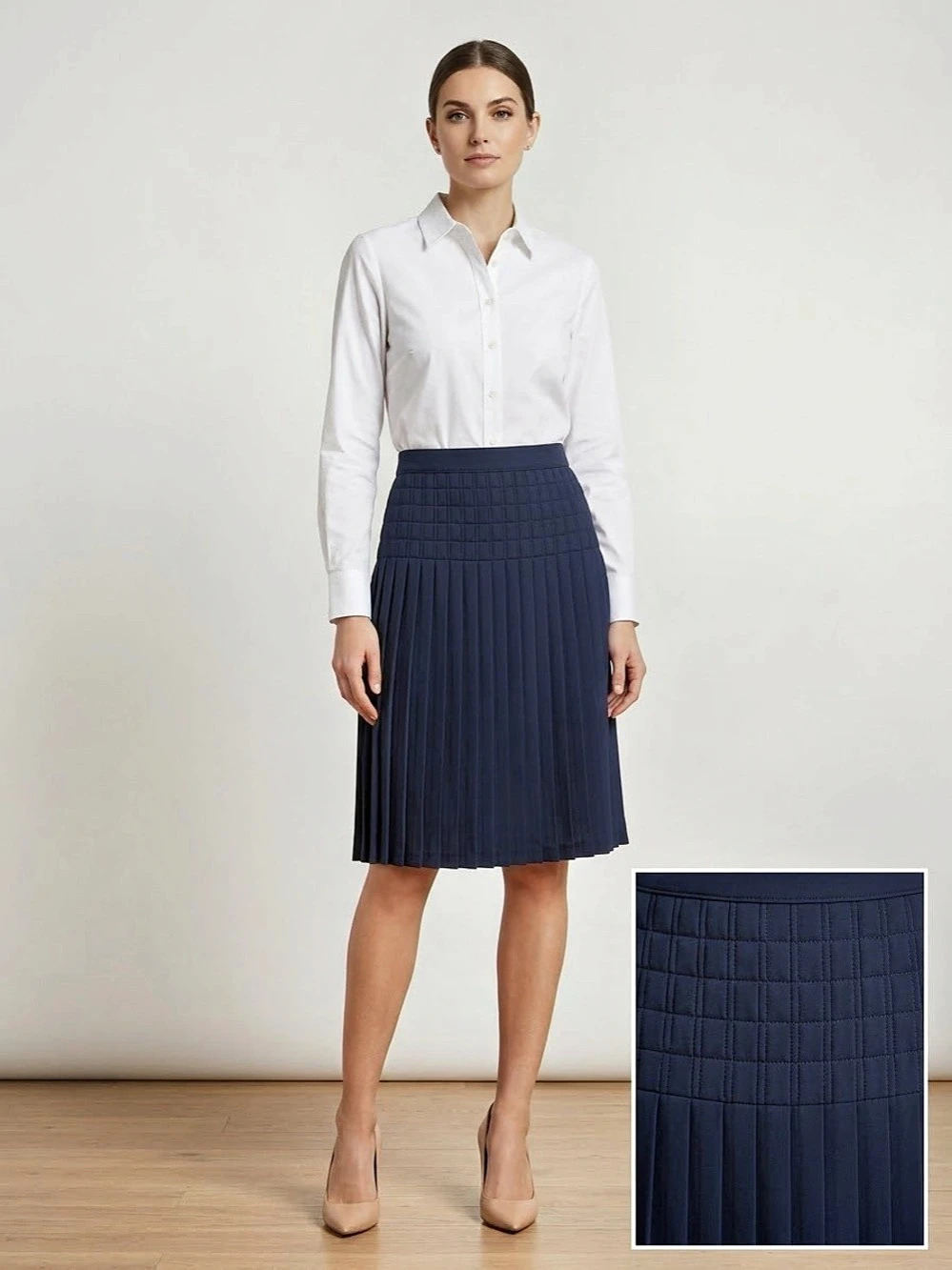 J. Crew Pleated Midi Skirt in Blue Like New